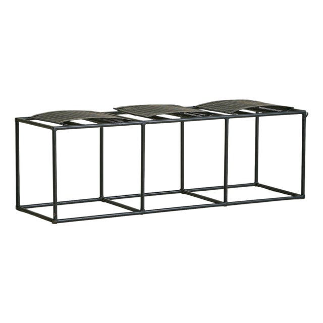 Vintage Swiss Black Lacquered Bench in the Manner of Mario Botta For Sale