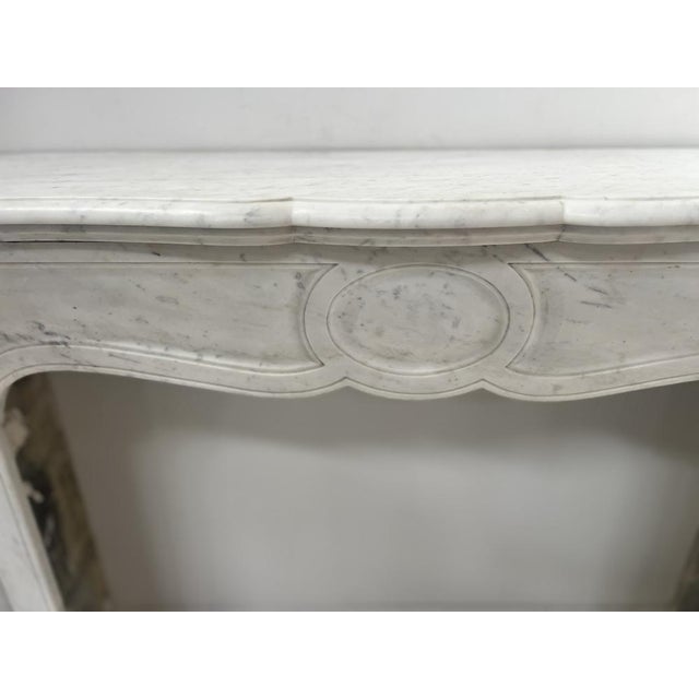 Gray Louis XV Style Fireplace in Carrara White Marble, 1900s For Sale - Image 8 of 14