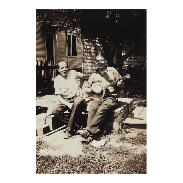 Early 20th Century Banjo Player Snapshot Photograph For Sale