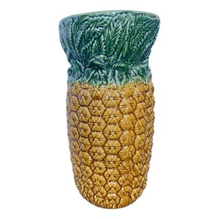 Pineapple Majolica Umbrella Stand Made in Portugal For Sale