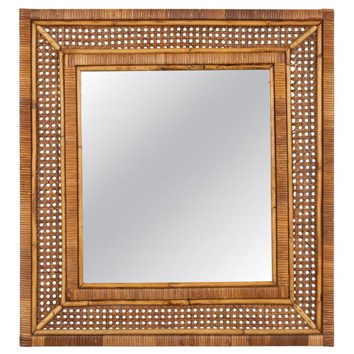 Mid-Century Modern Rattan and Wicker Wall Mirror, Italy, 1960s For Sale - Image 10 of 10