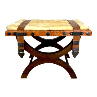 Spanish Revival Foot Stool Bench Ottoman For Sale