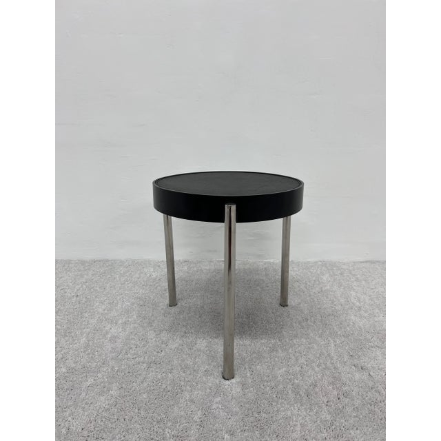 Brighella Black Leather and Chrome Side Table for Zanotta, Historical Archive For Sale In Miami - Image 6 of 13