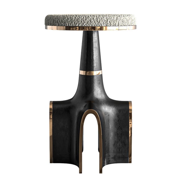 "Quartina" Bar Stool With Stainless Steel and Bronze For Sale - Image 4 of 6