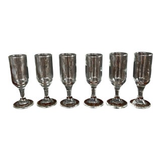 Vintage Libbey Embassy Cordial Footed Shoot Glasses 1 Oz Shooter With Straight Edges, 4" - Set of 6 For Sale