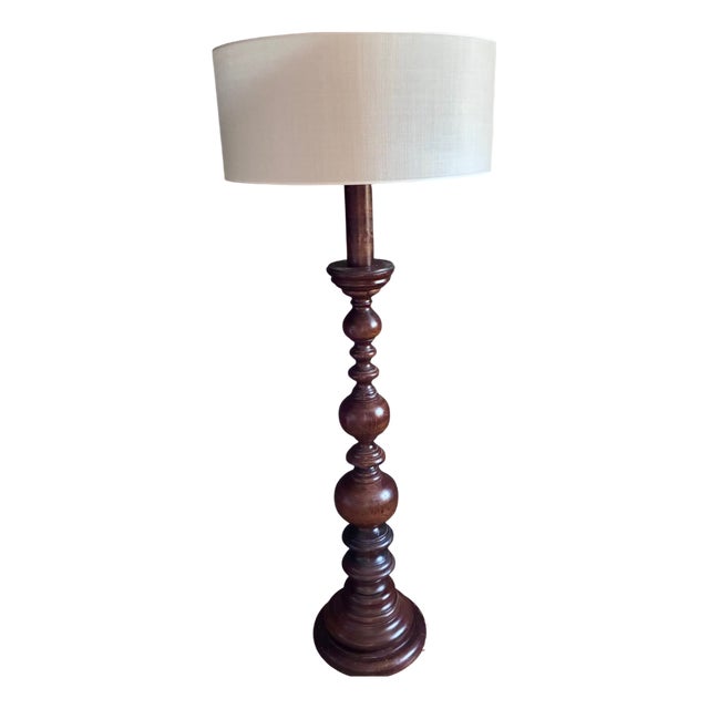 Vintage Colonial Floor Lamp in Wood, 1960 For Sale