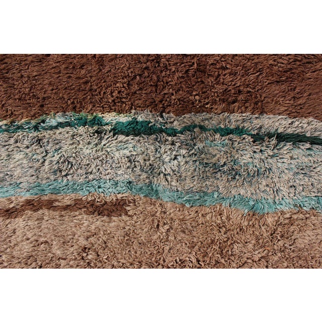 Chestnut Vintage Turkish Brown and Blue Tulu Rug For Sale - Image 8 of 10