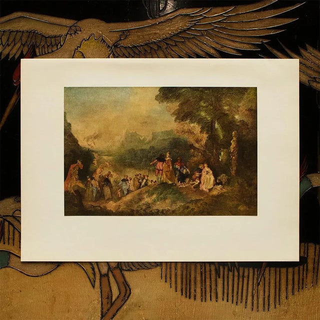 Baroque 1955 After Jean Antoine Watteau "The Embarkation for Cythera", Vintage Full-Color Print For Sale - Image 3 of 8