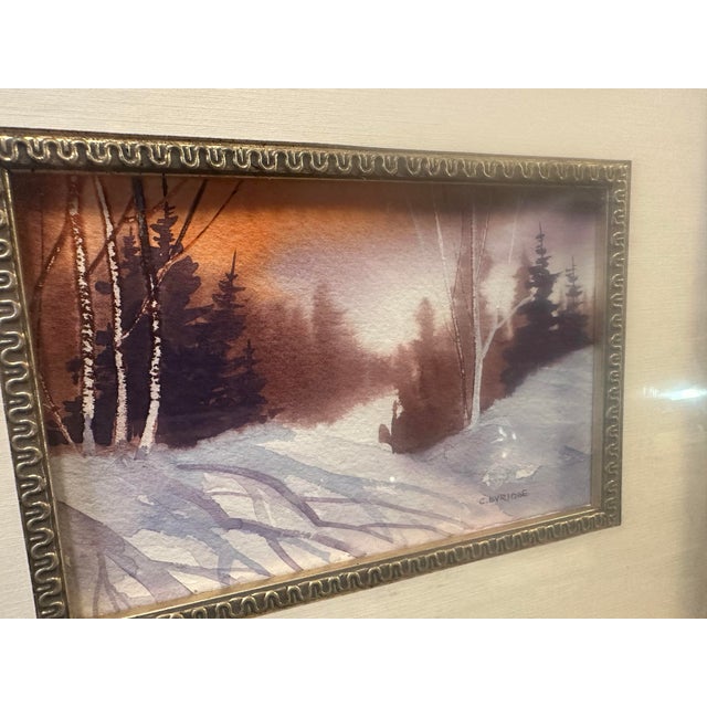 Contemporary Late 20th Century First Snow Watercolor Painting by C. Evridge For Sale - Image 3 of 7