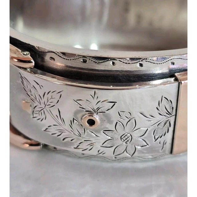 Gold Antique Victorian Sterling Silver Aesthetic Belt Buckle Bangle, 1885 For Sale - Image 8 of 18