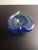 1980s Vintage Heart Shaped Blue & Green Art Glass Swirl Pattern Ashtray For Sale - Image 5 of 8