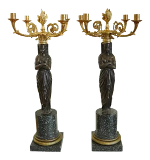 Pair of Early 20th Century Egyptian Revival Candelabra