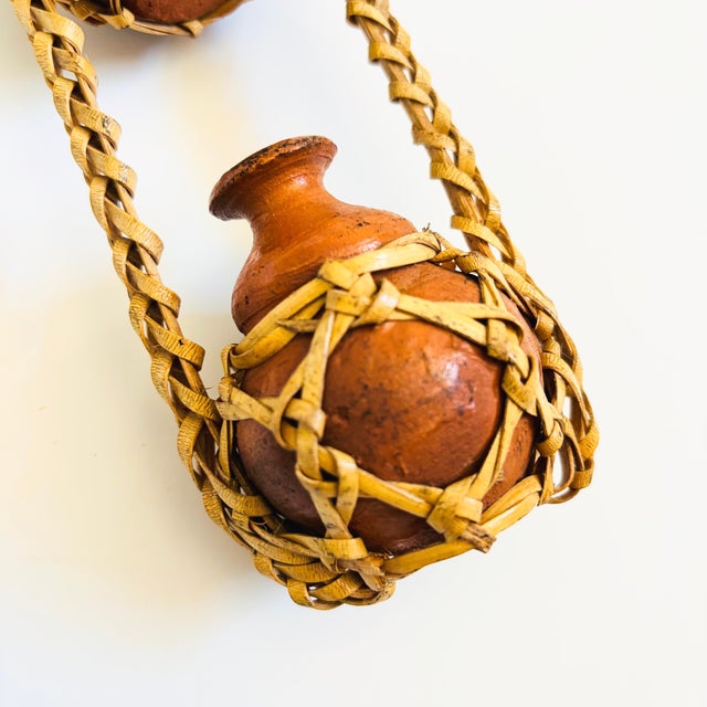 Terra Cotta and Wicker Hanging Bud Vases For Sale In San Francisco - Image 6 of 7