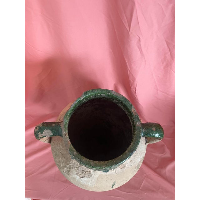 Antique 19th Century Turkish Terracotta Olive Oil Jar With Green Glaze Patina For Sale In Washington DC - Image 6 of 14