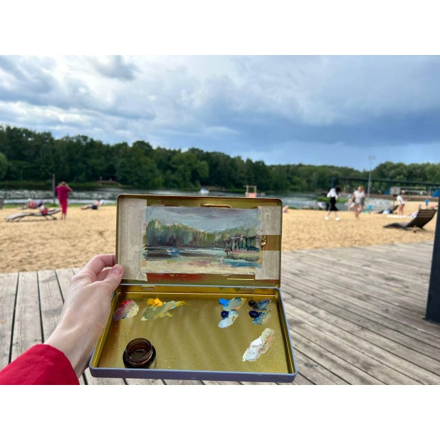 Contemporary Framed Original Painting Plein Air Landscape by Valeriya Serova For Sale - Image 3 of 8