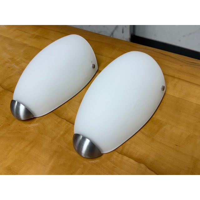 Mid-Century Modern 1990s Santir Opaline Glass Wall Sconces, Pair For Sale - Image 3 of 12