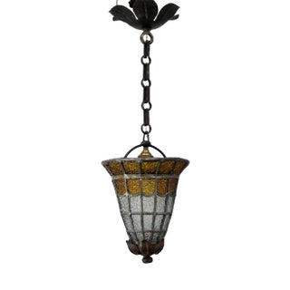 Art Deco Ceiling Lamp with Enclomed Crystals For Sale