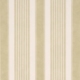 Sample - Schumacher Summerville Stripe Wallcovering In Celery For Sale