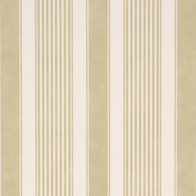 Sample - Schumacher Summerville Stripe Wallcovering In Celery For Sale