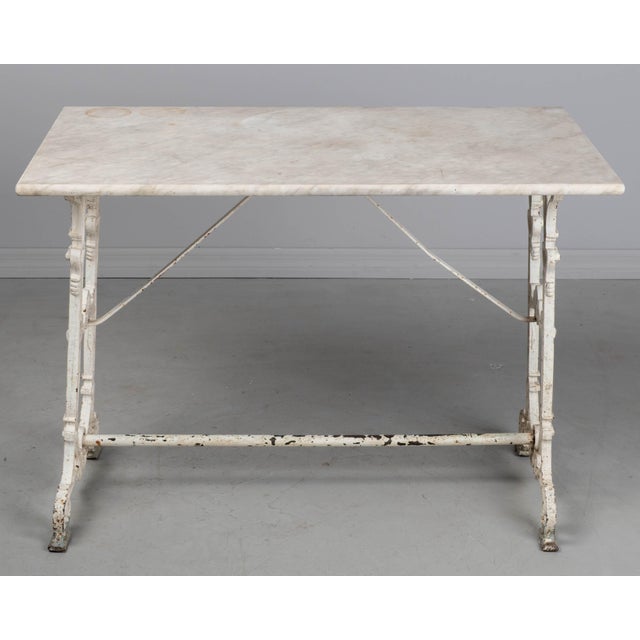 19th Century French Cast Iron Marble Top Bistro Table For Sale - Image 4 of 11