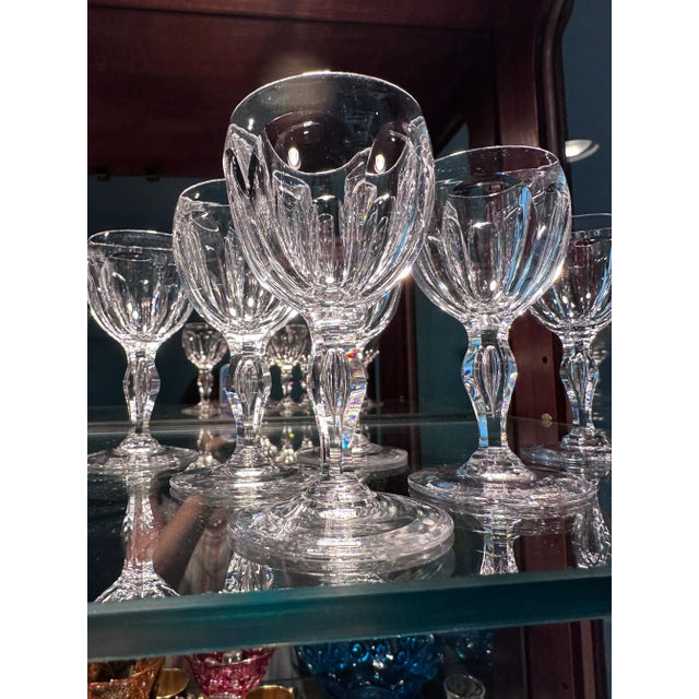 Modern Set of 6 Antique Libbey Crystal Glass Port Wine Cut Panel Air Trap Bubble Stemware For Sale - Image 3 of 8