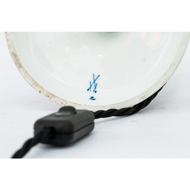 Table Lamp with Fabric Shade from Meissen Porcelain, Germany, 1950s For Sale - Image 15 of 16