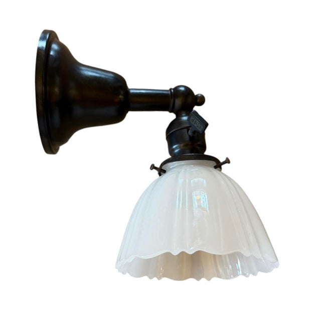 This rare pair of wall sconces are perfect for a kitchen, hallway, bathroom, bedroom, or any room of the house that needs...