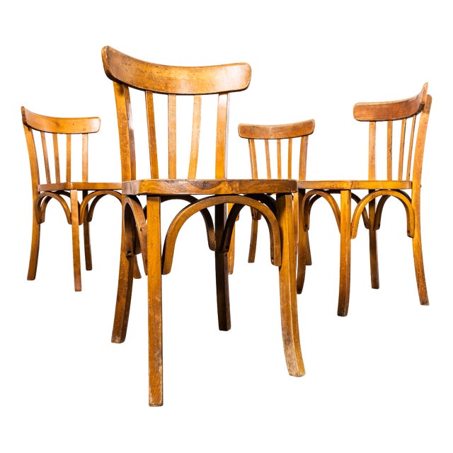 Vintage French Dining Chairs, 1950s, Set of 4 For Sale