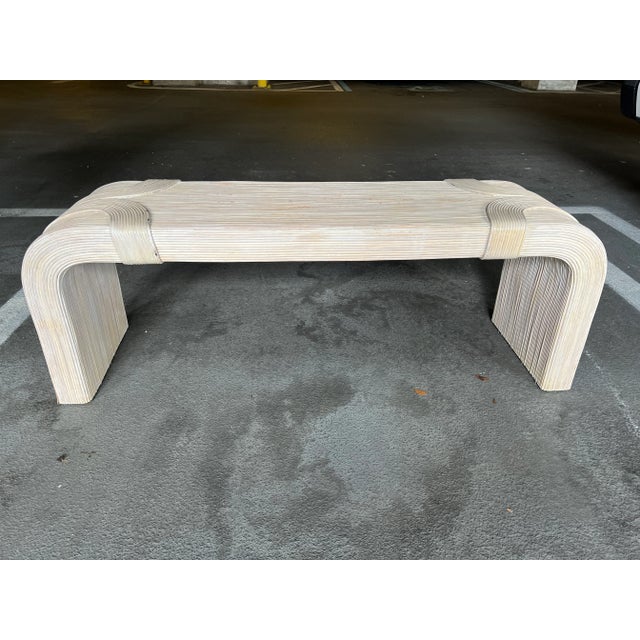 Mid-Century Modern 1970's Betty Cobonpue Scultura Pencil Reed Rattan Bench For Sale - Image 3 of 11