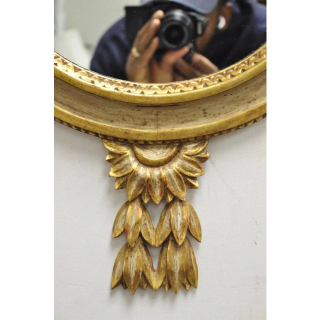 Gold Antique Italian Regency Carved Wood Round Cream & Gold Wall Mirror by M Grieve For Sale - Image 8 of 10