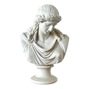 Vintage Boho Ceramic Bust of Goddess of Peace