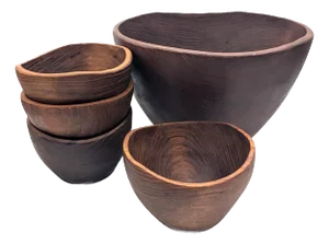 1970s Teak Wood Bowls, Set of 5