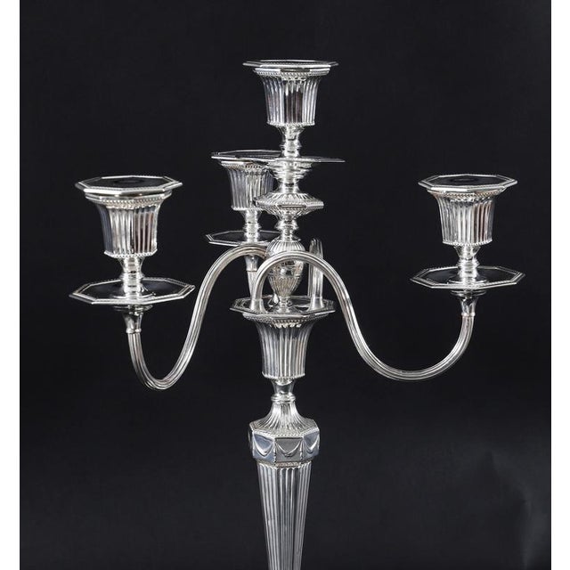 Antique Silver Plated Four Light Candelabra by Hawksworth, 19th Century, Set of 2 For Sale - Image 10 of 17