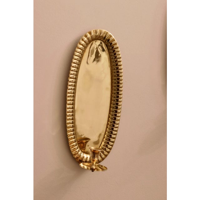Mid-Century Modern Mid-Century Modern Swedish Oval Brass Sconces, Set of 2 For Sale - Image 3 of 10