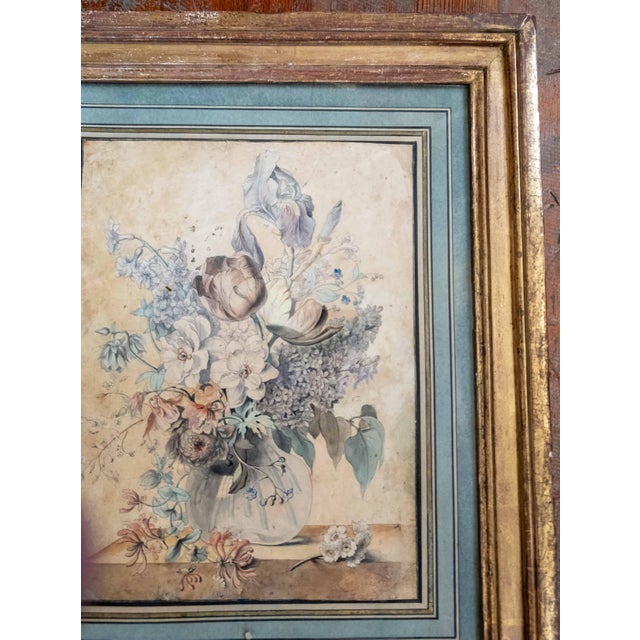18th C. French or Dutch School Still Life Watercolor Painting of Floral Bouquet For Sale - Image 4 of 18