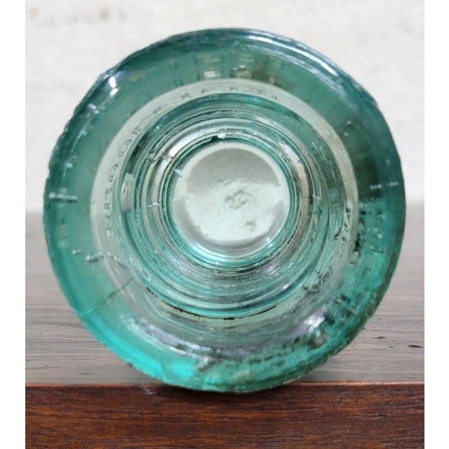 Glass Vintage Light Teal Aqua Brookfield New York Glass Insulator For Sale - Image 7 of 10