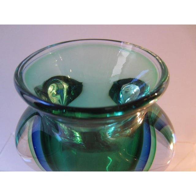 Sommerso Murano Glass Vase in Blue and Green, 1990s For Sale - Image 3 of 8
