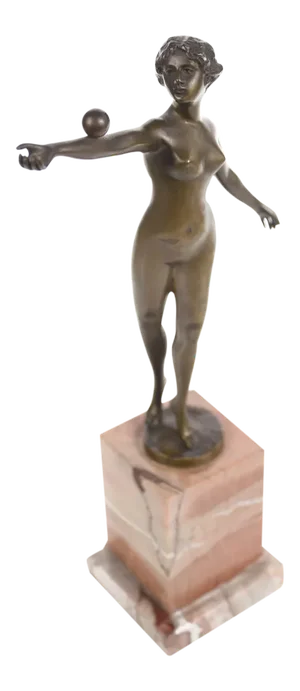 Art Nouveau Nude Female Bronze Sculpture