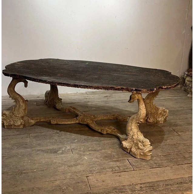 Large Italian-venice table of the xix century elegant italian-venice table made of carved wood and with the legs...