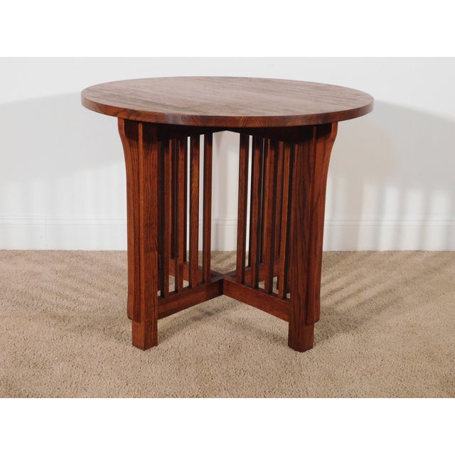Kimball Antique Style Mission Prairie Arts & Crafts Oak Round Occasional Table For Sale - Image 12 of 18