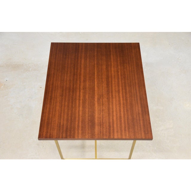 Calvin Furniture 1960s Paul McCobb Brass and Mahogany End Table For Sale - Image 4 of 8