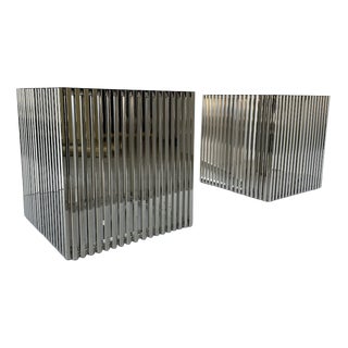 Cubic Tables in Chromed Metal, 1970s, Set of 2 For Sale