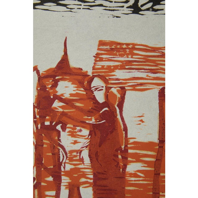 Mid-Century Modern MCM James Tucker Block Print "Wake of the Right Wing 7/7 For Sale - Image 3 of 7