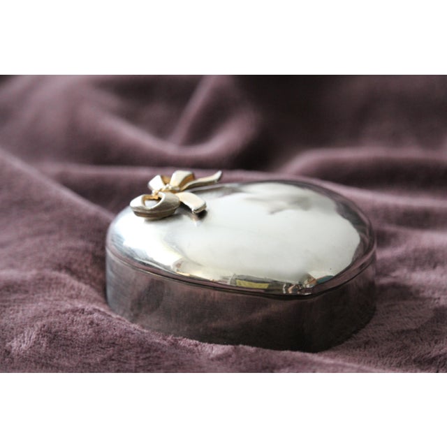 1970s Heart-Shaped Silver Jewelry Box, 1970s For Sale - Image 5 of 18