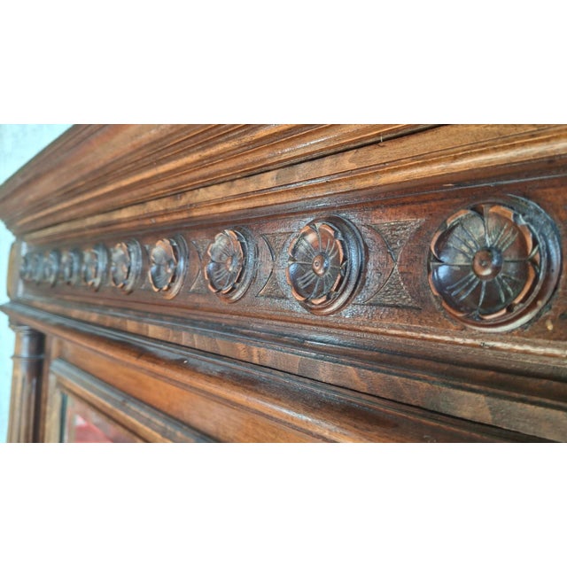 19th Century Large 19th Century Louis XVI Carved Wooden Trumeau Mirror For Sale - Image 5 of 12