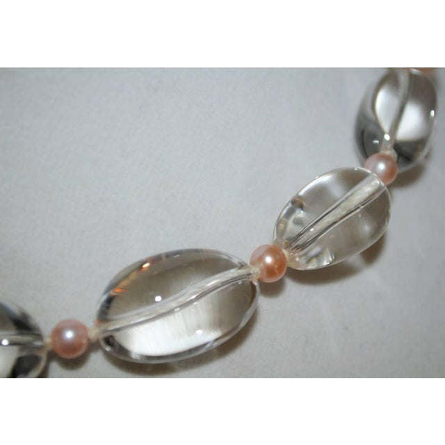 Tiffany & Co Pearl Rock Crystal Necklace Collar Collier in Box Pink Sterling Silver 925 Clasp Vintage For Sale In Los Angeles - Image 6 of 11