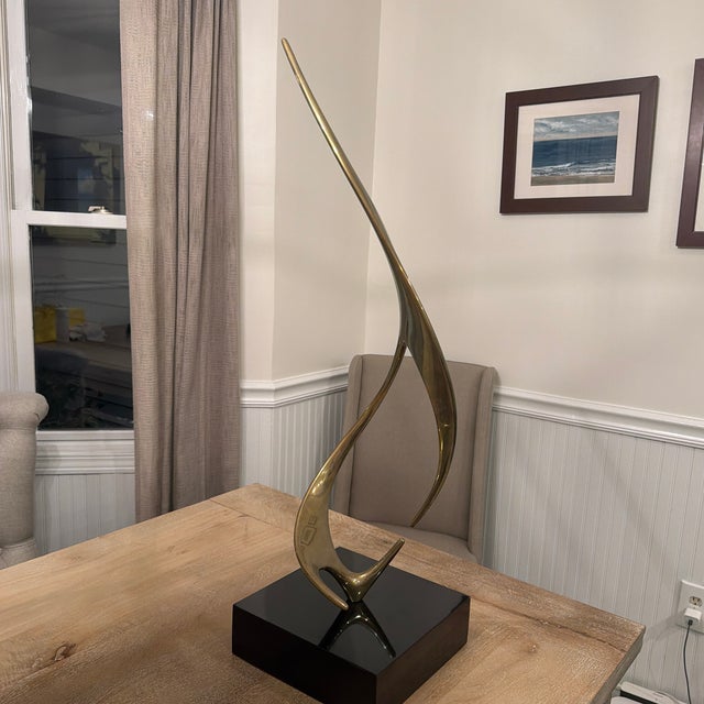 1990s Lou Pearson & Robbie Robins Gilded Bronze "Sails" Kinetic Sculpture - Ed. 13/36 For Sale - Image 4 of 12