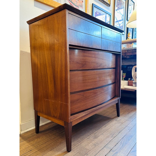 Brown Vintage Mid Century Modern Dixie Tall Boy Dresser Storage For Sale - Image 8 of 12