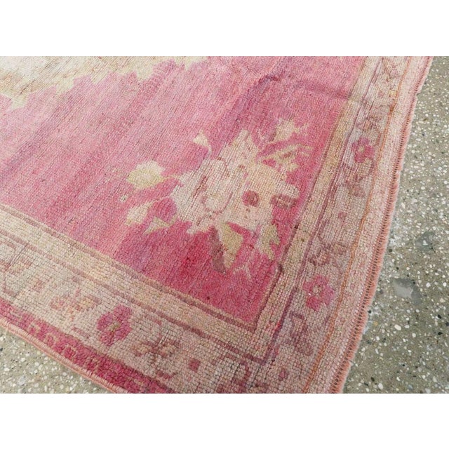 Textile Galerie Shabab Collection Mid-20th Century Handmade Turkish Oushak Throw Rug For Sale - Image 7 of 8