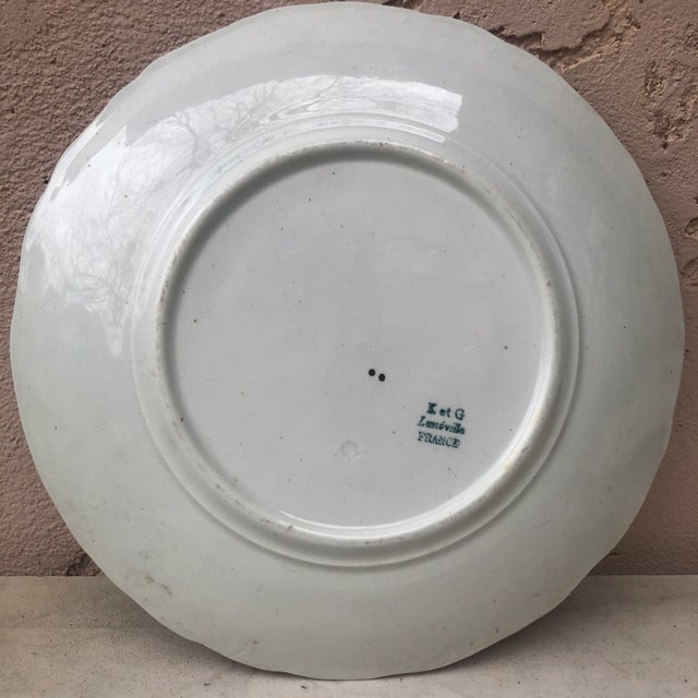 Luneville Majolica Pink Flower Plate Keller & Guerin Luneville For Sale - Image 4 of 5